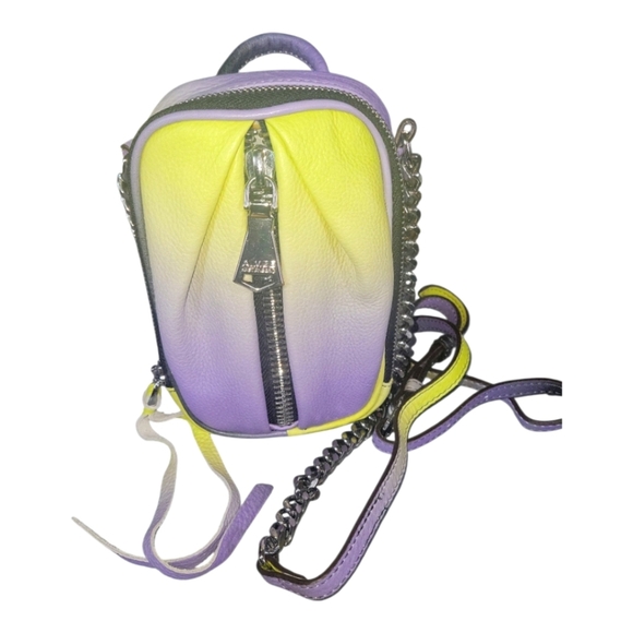 Aimee Kestenberg Tamitha Phone  Leather Yellow/Purple Metal Chain Crossbody Bag - Picture 1 of 12